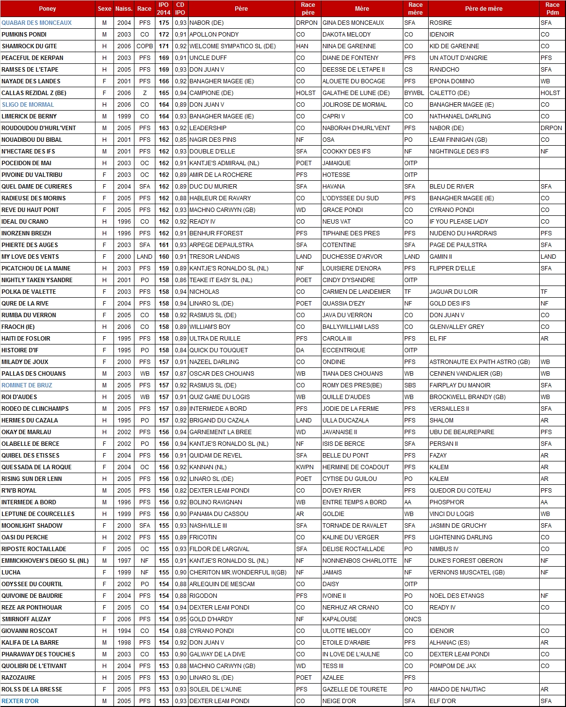 Meilleurs IPO 2014 chez les poneys de 8 ans et plus - Poney As