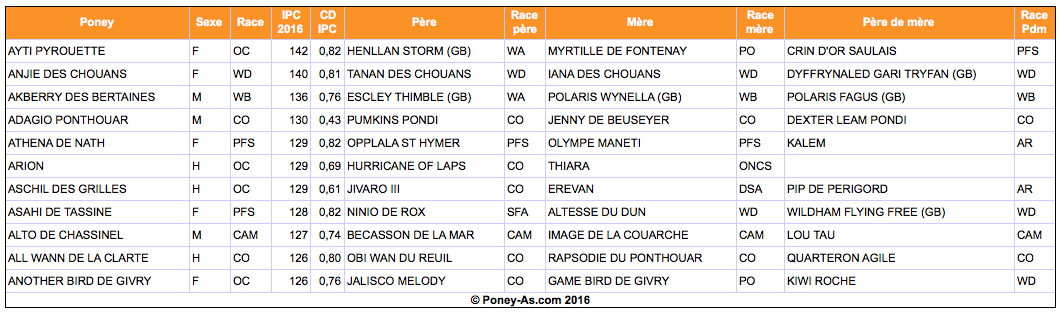 Meilleurs IPC 2016 chez les poneys de 6 ans – Poney-As.com