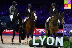 Molly Hughes Bravo, Shaunie Greig et Seamus Hughes-Kennedy, le tio de tête du grand Pix FEI PJT de Lyon - ph. Poney As