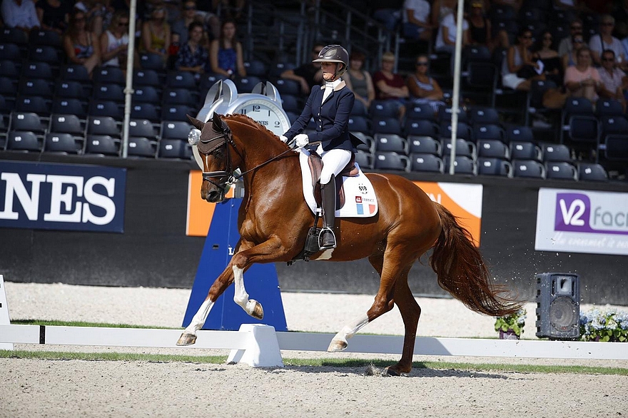 Avec Dancing Highness JCD, Camille Judet Cheret a pris le départ des championnats du Monde Jeunes Chevaux à Ermelo, en 2018 - ph. coll. privée