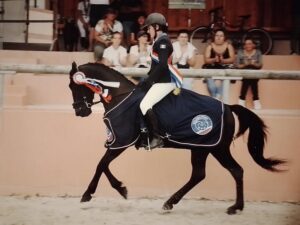 Valencay de Brigueil, 2e du championnat de France de dressage E Elite lors du dernier Sologn'Pony, sous la selle d'Ophélie Metz - ph. coll. privée