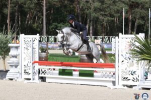 Champion des 4 ans l’an passé, l’étalon Pfs Kun Fu Pan d'Ame s’offre un deuxième titre en Hunter. Il évoluait sous la selle de Nora Bennoui – ph. PSV / Grande Semaine